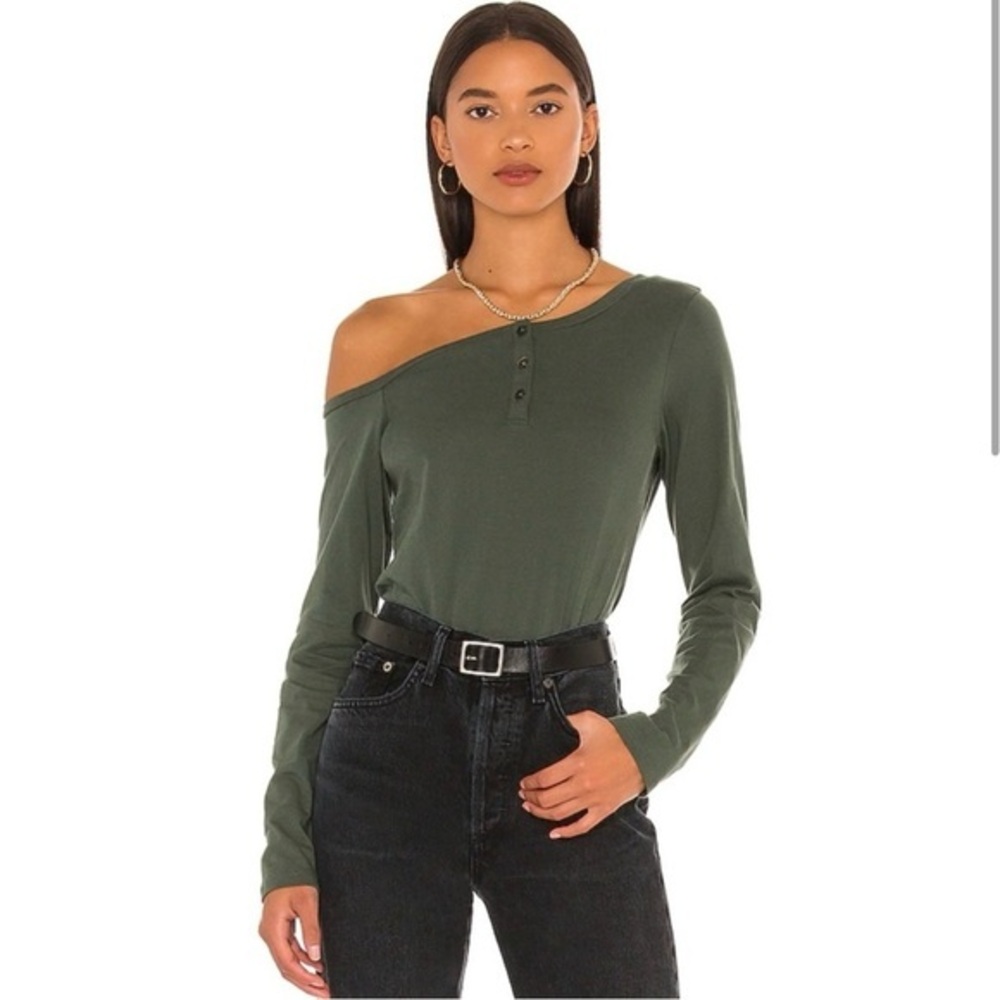 N:philanthropy Erro Moss Green NWT Women's Off the Shoulder Ling Sleeve Henley M